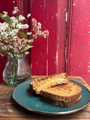 V & GF Ham and Cheese Toastie at Green Beans in Lisbon