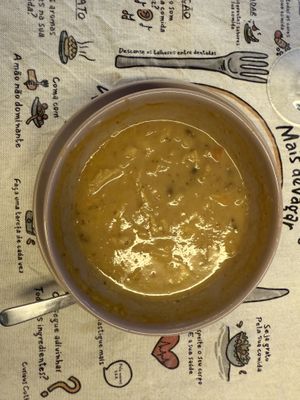 Soup of the day, cabbage and white bean   at Green Beans in Lisbon