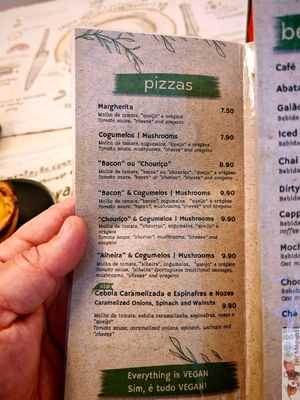 Menu at Green Beans in Lisbon