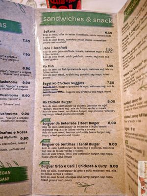 Menu at Green Beans in Lisbon