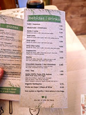 Menu at Green Beans in Lisbon