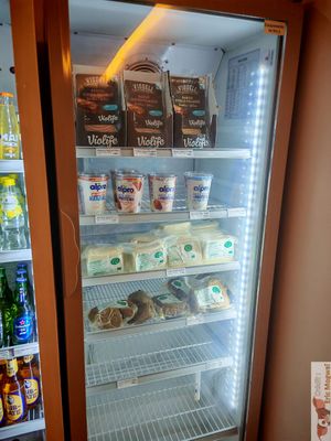 Fresh products, yogourt and cheese at Green Beans in Lisbon