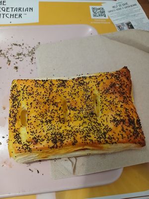 Bacon and cheese folhado at Green Beans in Lisbon