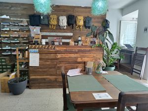 Seating area at Green Beans in Lisbon