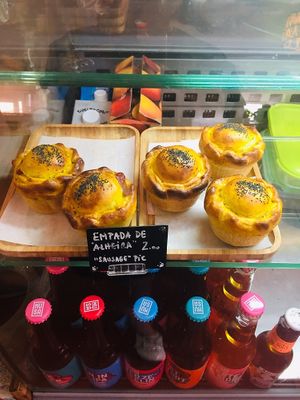 "Empadas" with vegan chorizo, vegan cheese, mushrooms and tomato  at Green Beans in Lisbon