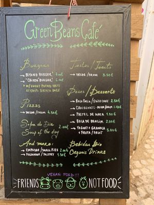 Menu at Green Beans in Lisbon