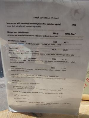 Lunch menu (June '21) at Velocity Cafe in Inverness