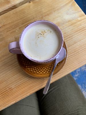 Oat milk latte  at Velocity Cafe in Inverness