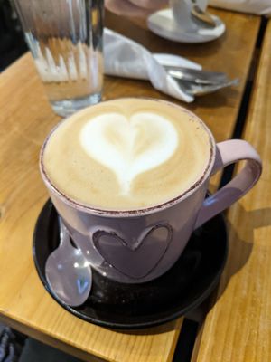 Oat milk latte at Velocity Cafe in Inverness