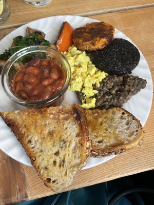 Vegan cooked breakfast  at Velocity Cafe in Inverness