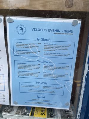menu  at Velocity Cafe in Inverness