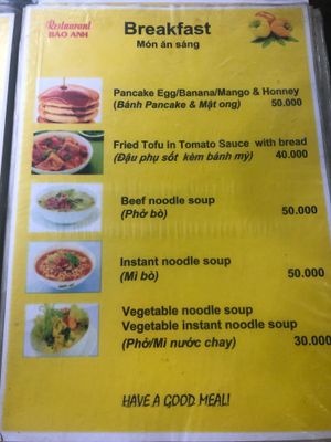 Menu 2 at Bao Anh in Ninh Binh