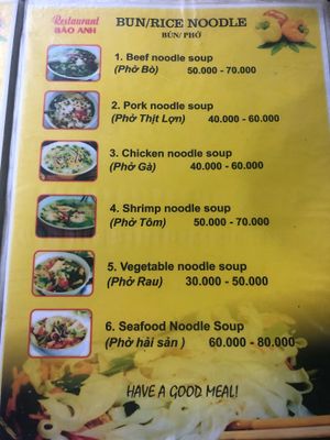 Menu 4 at Bao Anh in Ninh Binh