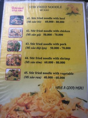 Menu 7 at Bao Anh in Ninh Binh