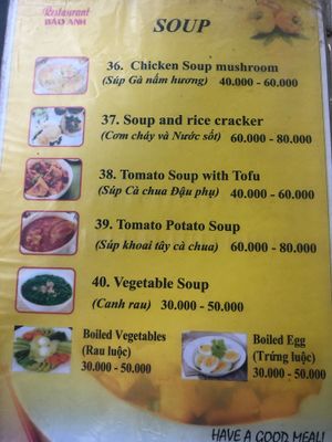 Menu 9 at Bao Anh in Ninh Binh