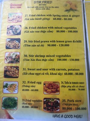 Menu 11 at Bao Anh in Ninh Binh