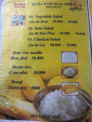 Menu 13 at Bao Anh in Ninh Binh