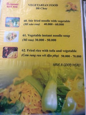 Menu 15 at Bao Anh in Ninh Binh