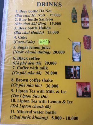 Menu 17 at Bao Anh in Ninh Binh