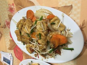 Lemongrass and chilli tofu  at Bao Anh in Ninh Binh