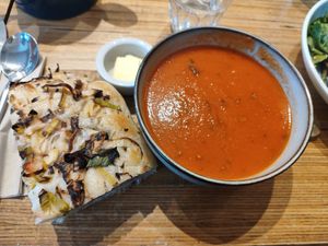 Daily soup and focaccia bread at Little Bird in Dublin