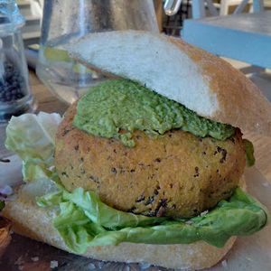 Falafel burger at Filmore & Union in Skipton