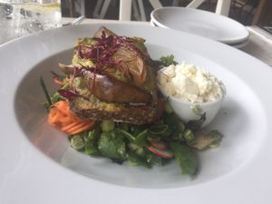 avocado toast with feta on the side at Filmore & Union in Skipton