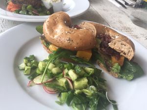 Veggie Bagel. So Good!  at Filmore & Union in Skipton
