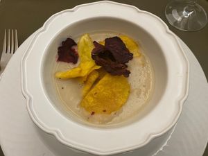 White Bean Veloute (See menu for full description) at Olives Restaurante in Funchal