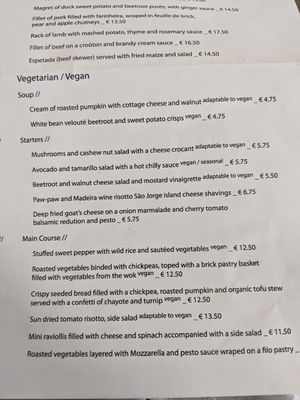 Menu at Olives Restaurante in Funchal