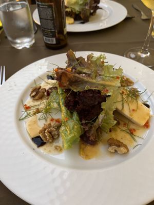 Beetroot and walnut salad (with vegan mozzarella)   at Olives Restaurante in Funchal