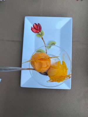 Sorbets: tangerine, mango, lemon at Olives Restaurante in Funchal