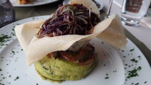 Chickpea polenta with wafer at Olives Restaurante in Funchal