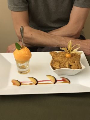 Vegan apple crumble  at Olives Restaurante in Funchal