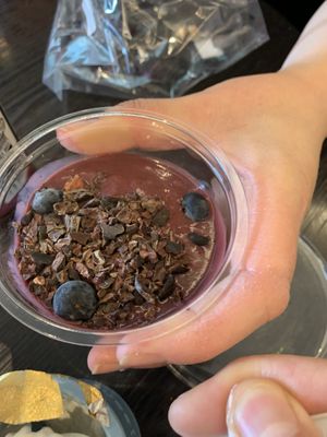 Red fruits with coconut cream and cacao topping at Cojean - Beaugrenelle  in Paris
