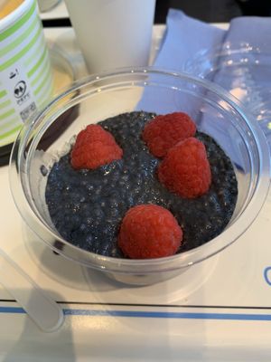 Charcoal chai seeds with red fruits   at Cojean - Beaugrenelle  in Paris