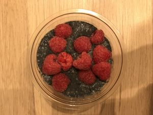 chia raspberry pudding — top view at Cojean - CNIT in Puteaux