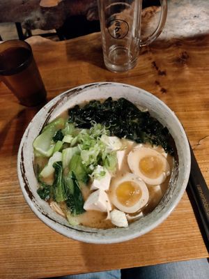 Vegan Miso ramen plus egg at Ramen to Biru - Norrebro in Copenhagen