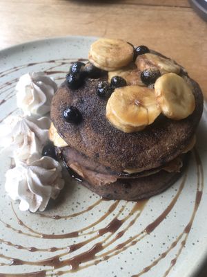 Banana pancakes at Armonica Cafe in Lima