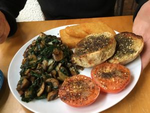 vegan cooked breakfast  at Crusoe's Cafe & Bar in Stoke