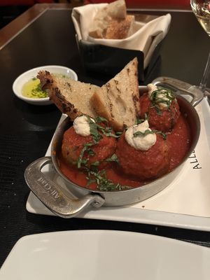 Impossible meatballs with pine nut ricotta  at Wynn Hotel - Allegro in Las Vegas