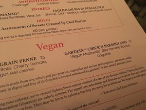 The Chick'n Parmigiano is excellent  at Wynn Hotel - Allegro in Las Vegas