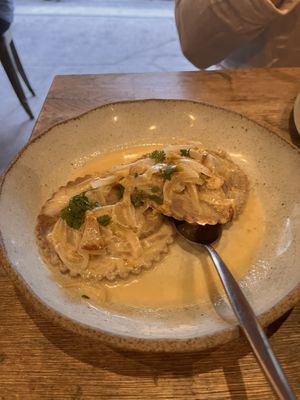 Globe artichoke ravioli   at Two Chaps in Marrickville