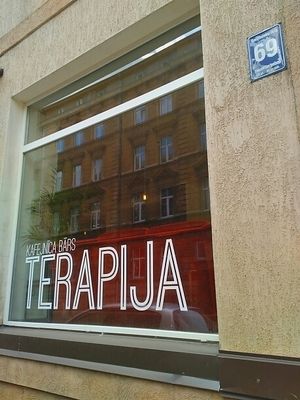 Terapija, window from outside at Terapija in Riga