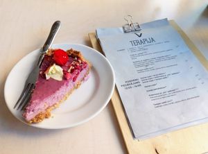 Awesome vegan cake by Terapija (Riga, Latvia).  3 at Terapija in Riga