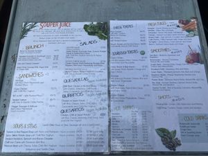 The whole menu  at Souper Juice in Tunbridge Wells