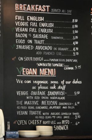 Some of the vegan options on the menu  at Souper Juice in Tunbridge Wells