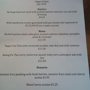 Monthly Vegan Menu at The Aspinall Arms in Clitheroe