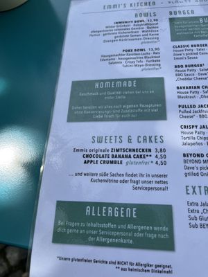 Menu  at Emmi's Kitchen - Glockenbach in Munich