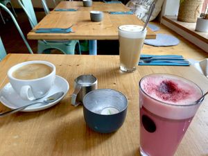Pink Superfood Latte   at Emmi's Kitchen - Glockenbach in Munich